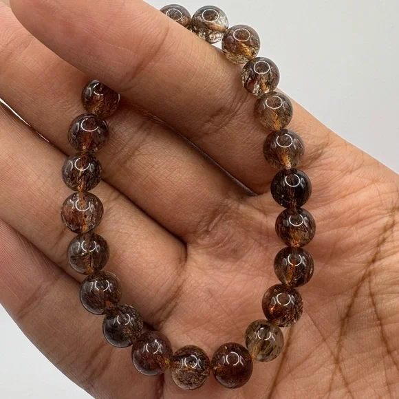 HQ Black Golden Super Seven Crystal Bracelet 8mm - Picture 3 of 6